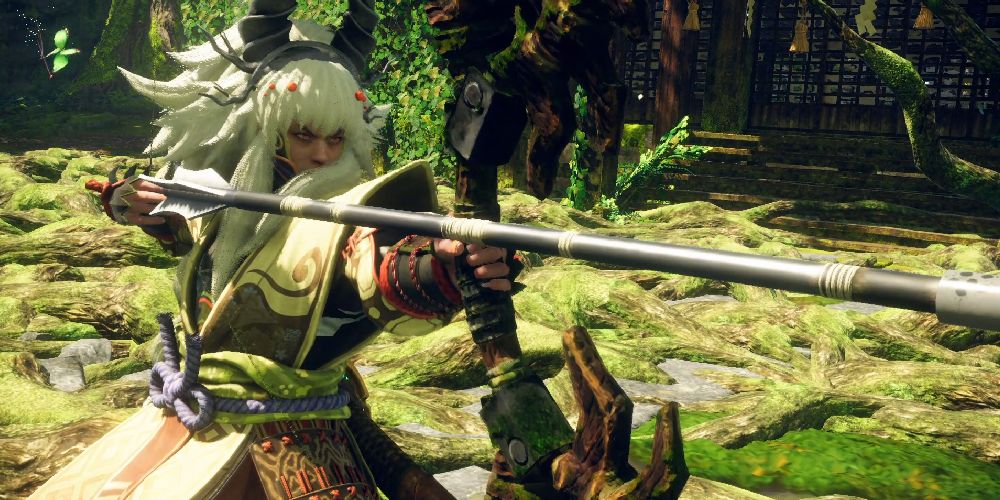 character holding bow in wild hearts