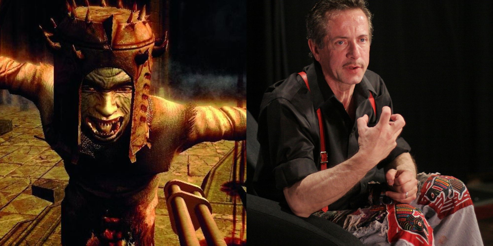 Collage of Clive Barker and Jericho enemy attacking
