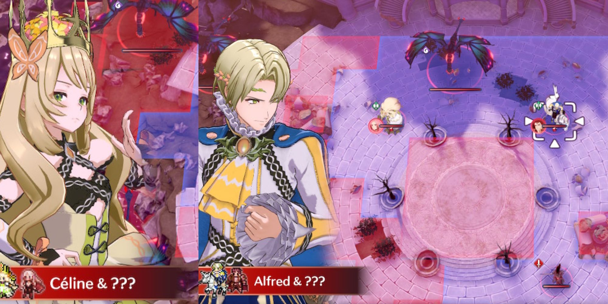 Character Portraits Of Celine And Alfred During Battle On Island Six
