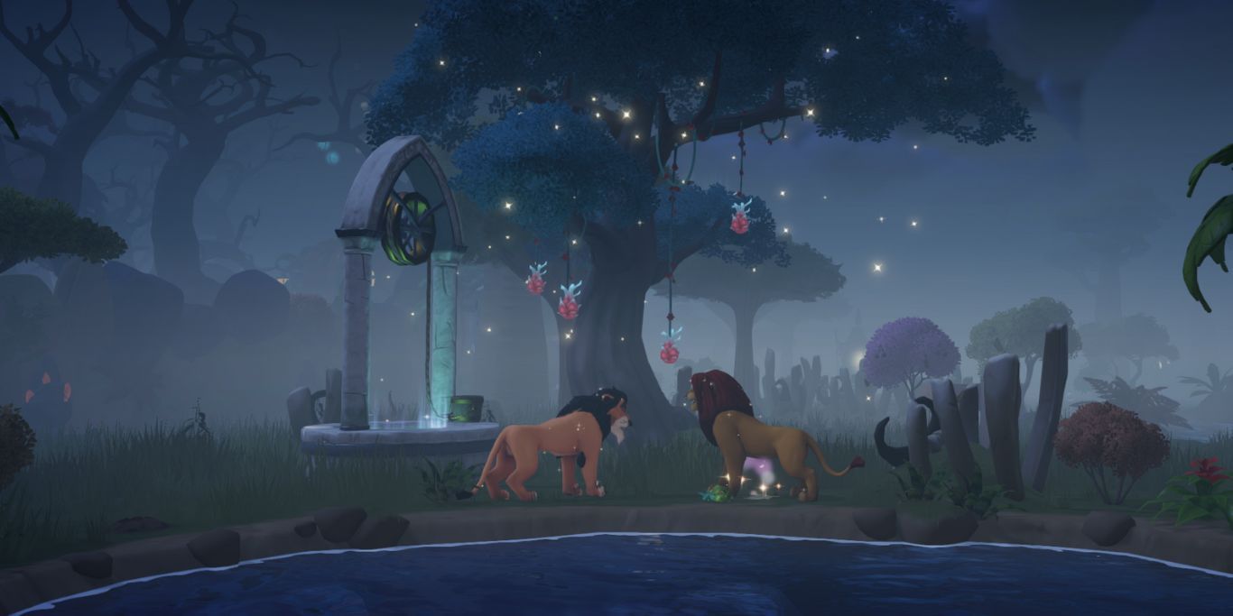 Disney Dreamlight Valley Simba And Scar With Dreamlight Tree