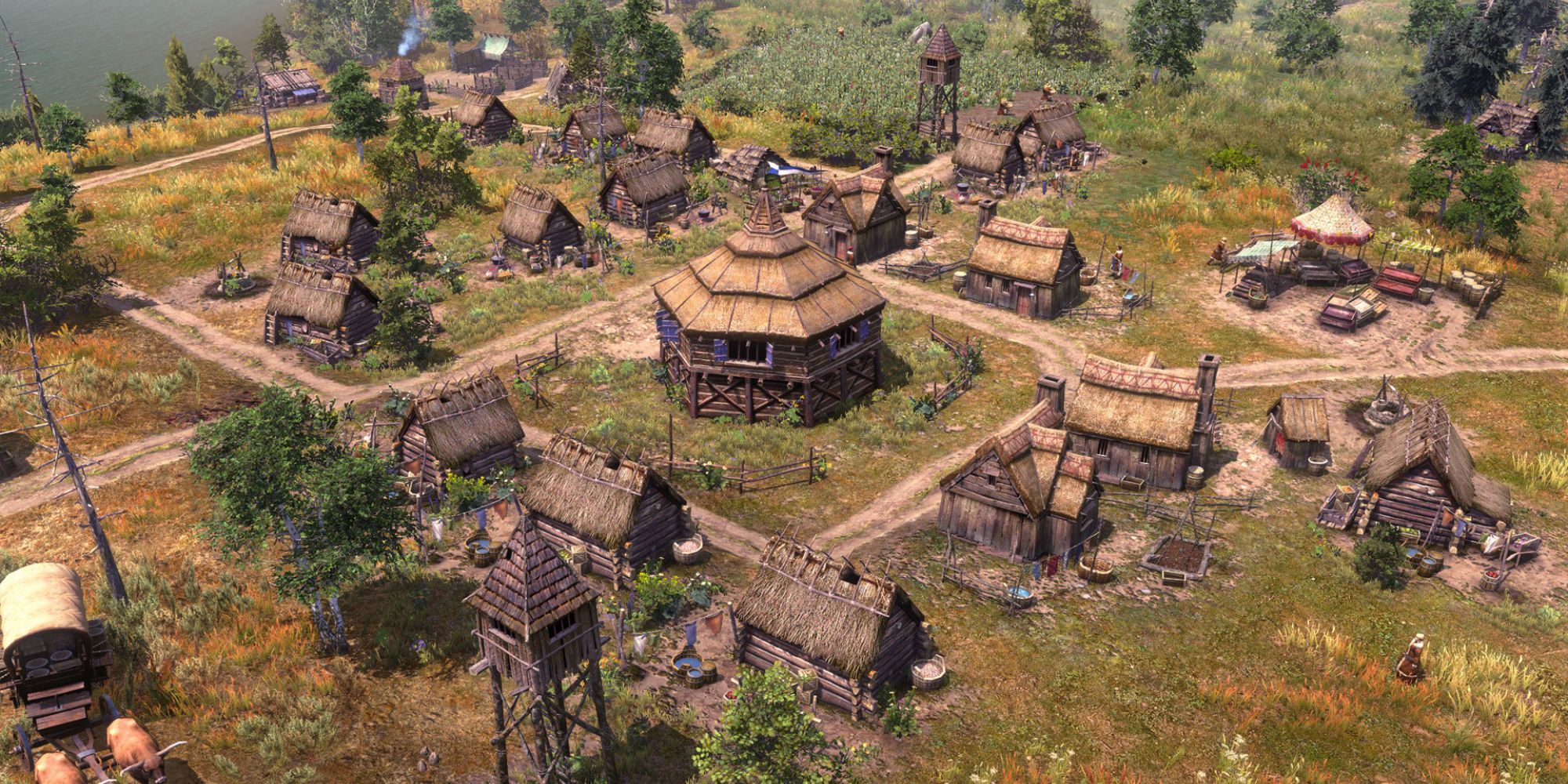Farthest frontier hut village and farmland