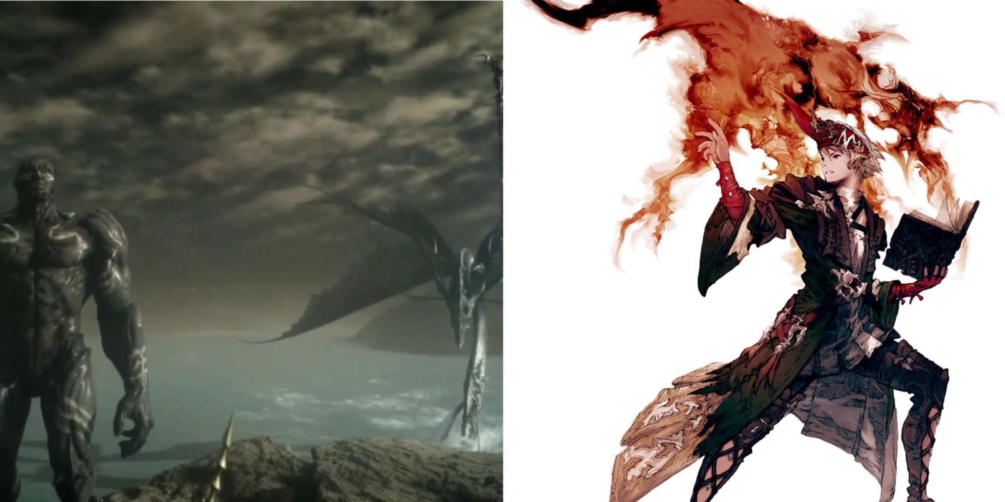 FF15 Astrals and FF14 Summoner Artwork with Ifrit Egi