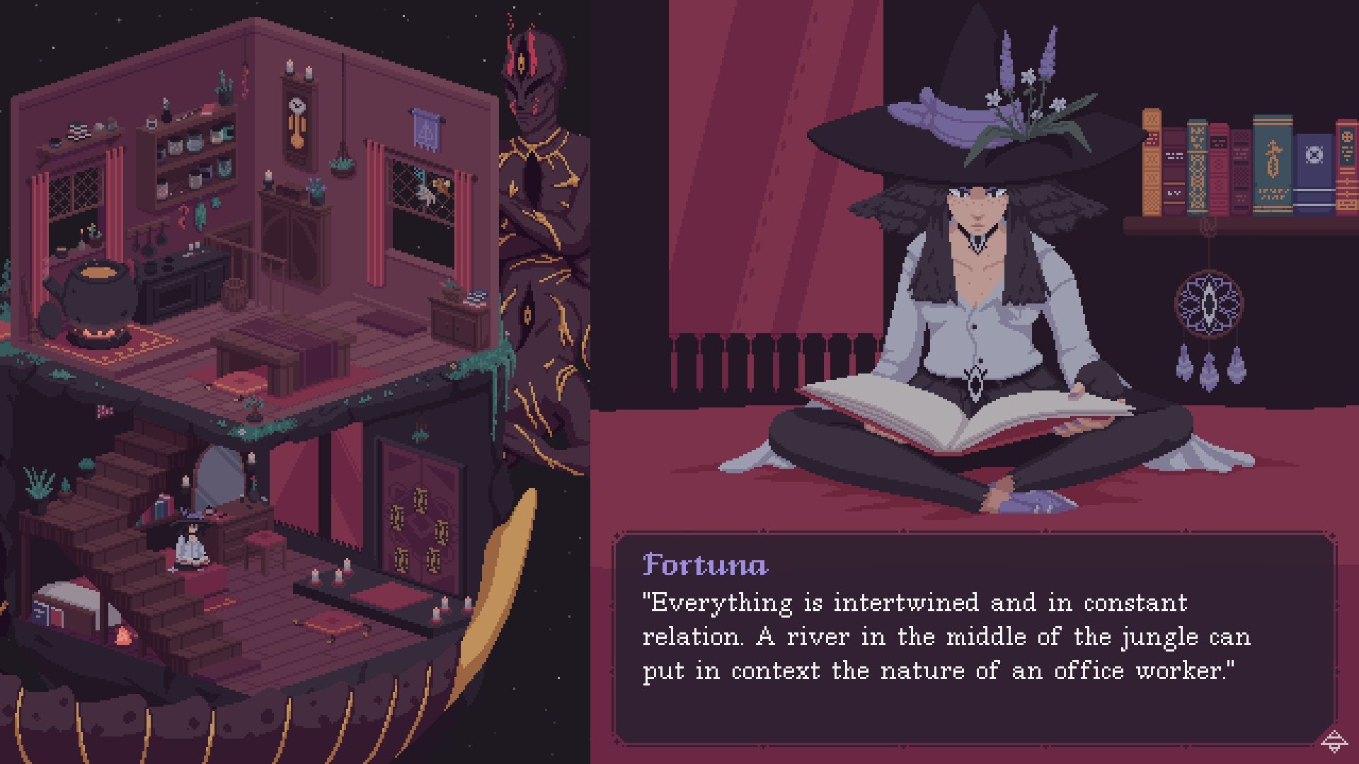 Fortuna meditating in The Cosmic Wheel Sisterhood.
