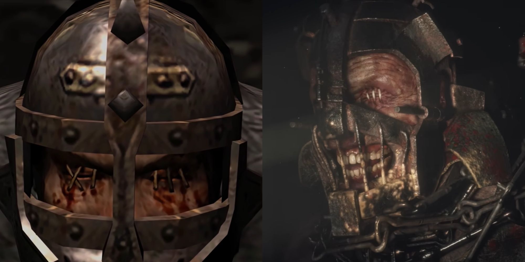 A comparison shot of a Garrador between the original Resident Evil 4 and the Remake.