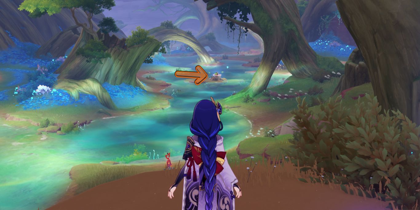 Genshin Impact Chest With Dendro Flies Around It