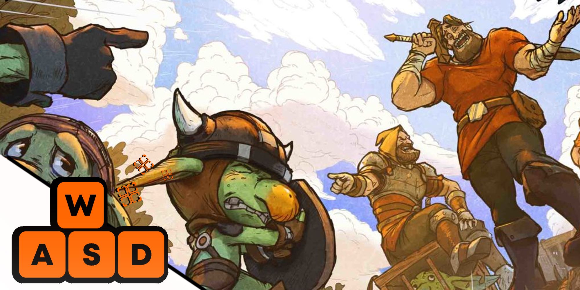 Key artwork of the goblins trying to defend themselves against humans from Goblin Stone .