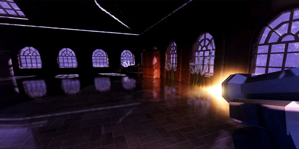 Shining a flashlight in the greenhouse in doors