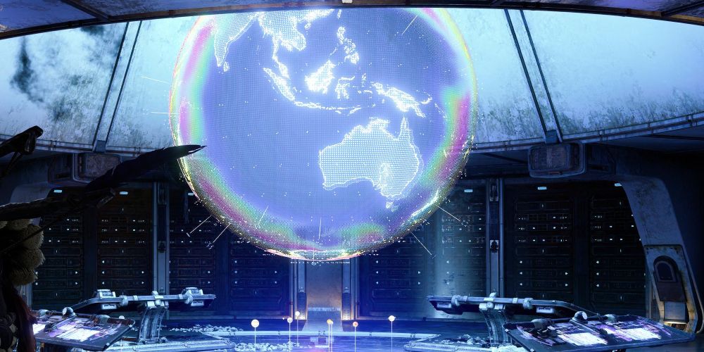 The holographic interface at HeavenCent mission control in Horizon Forbidden West: The Burning Shores