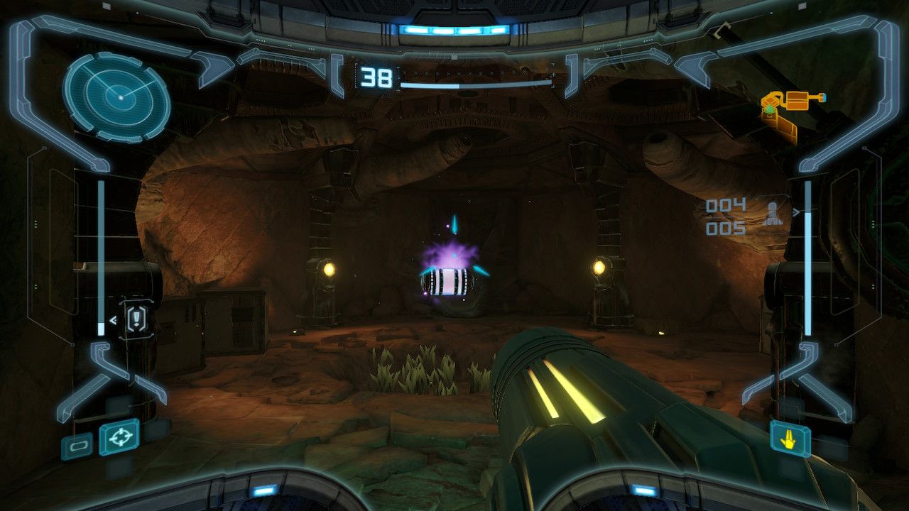 Samus sees the first energy tank after defeating the Hive Totem