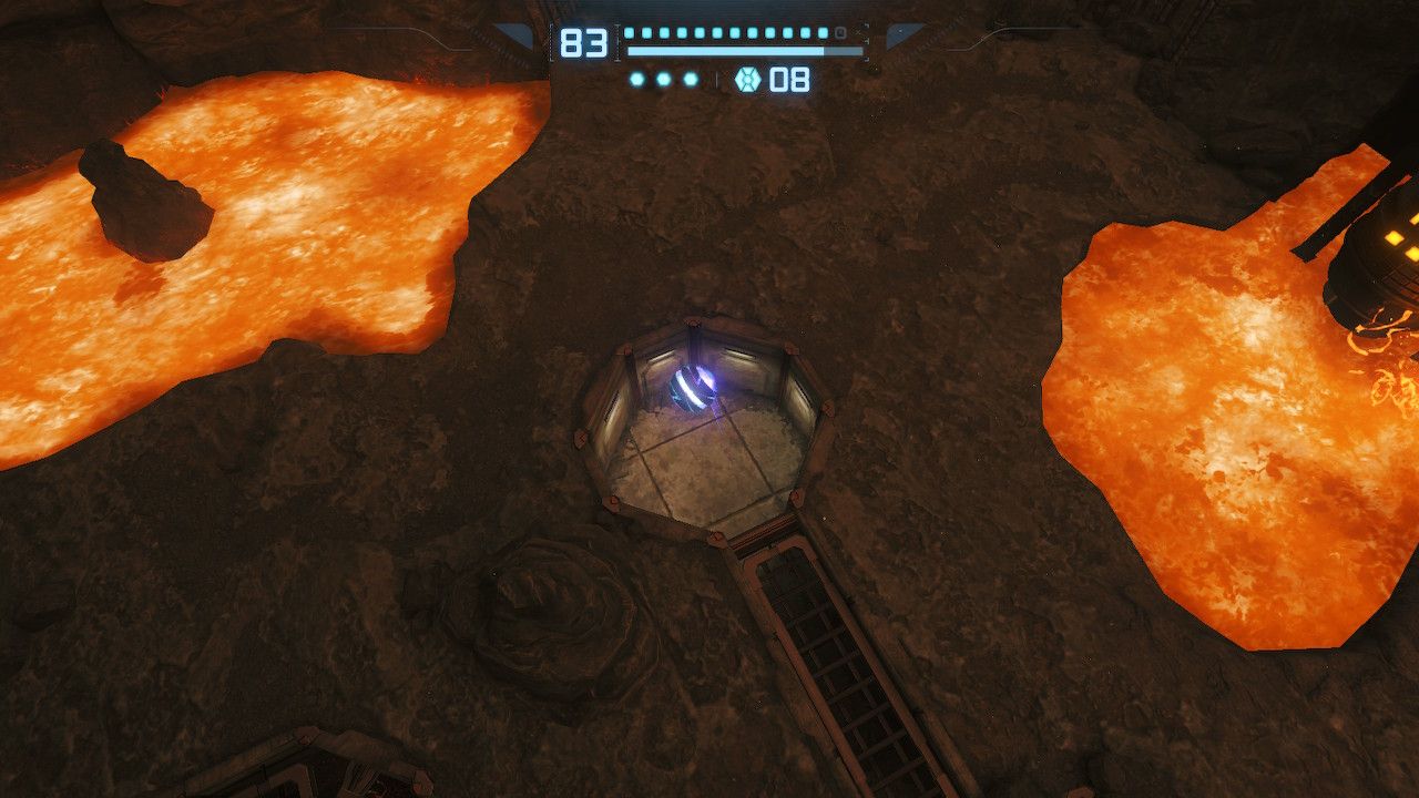 Samus enters the ball tunnel to solve the puzzle.
