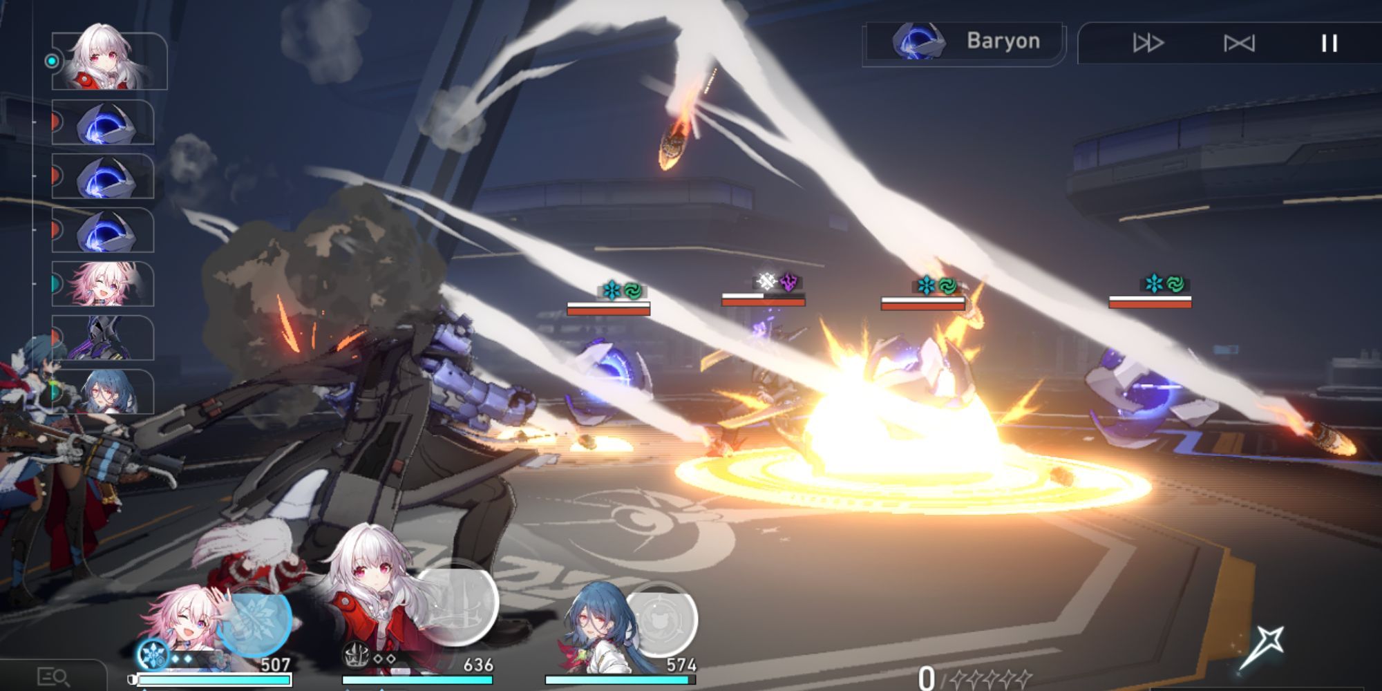 Honkai: Star Rail - Clara orders Svarog to fire missiles at all enemies