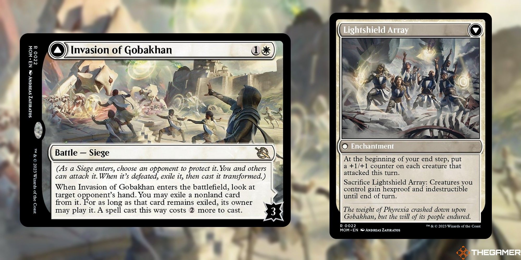 Invasion of Gobakhan and lightshield array card and art background