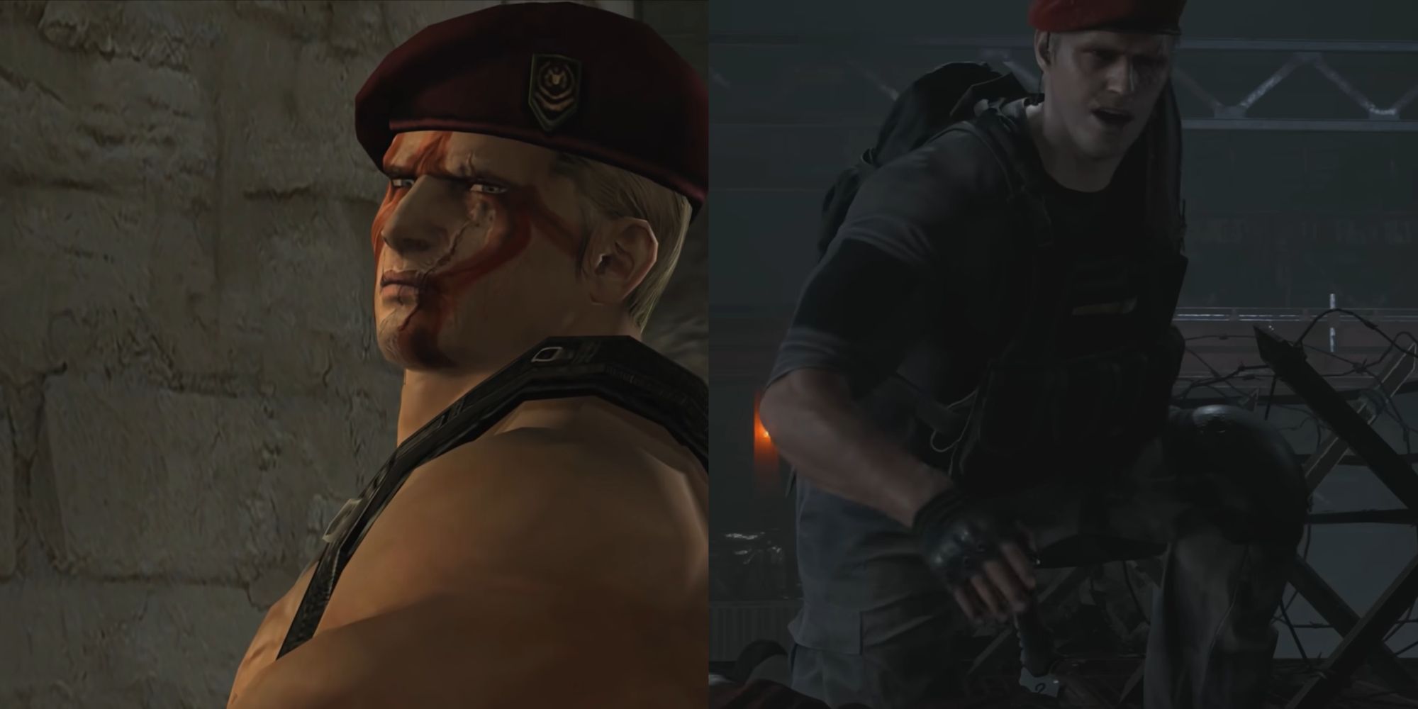 A comparison shot of Jack Krauser  between the original Resident Evil 4 and the Remake.
