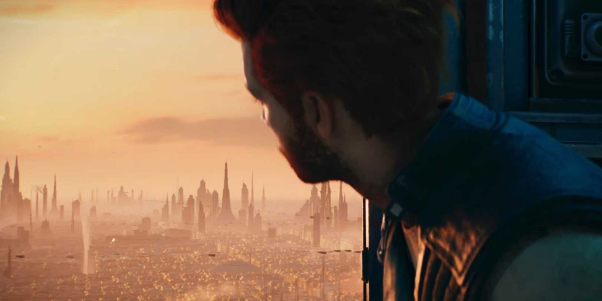 Cal Kestis looking over at Coruscant.