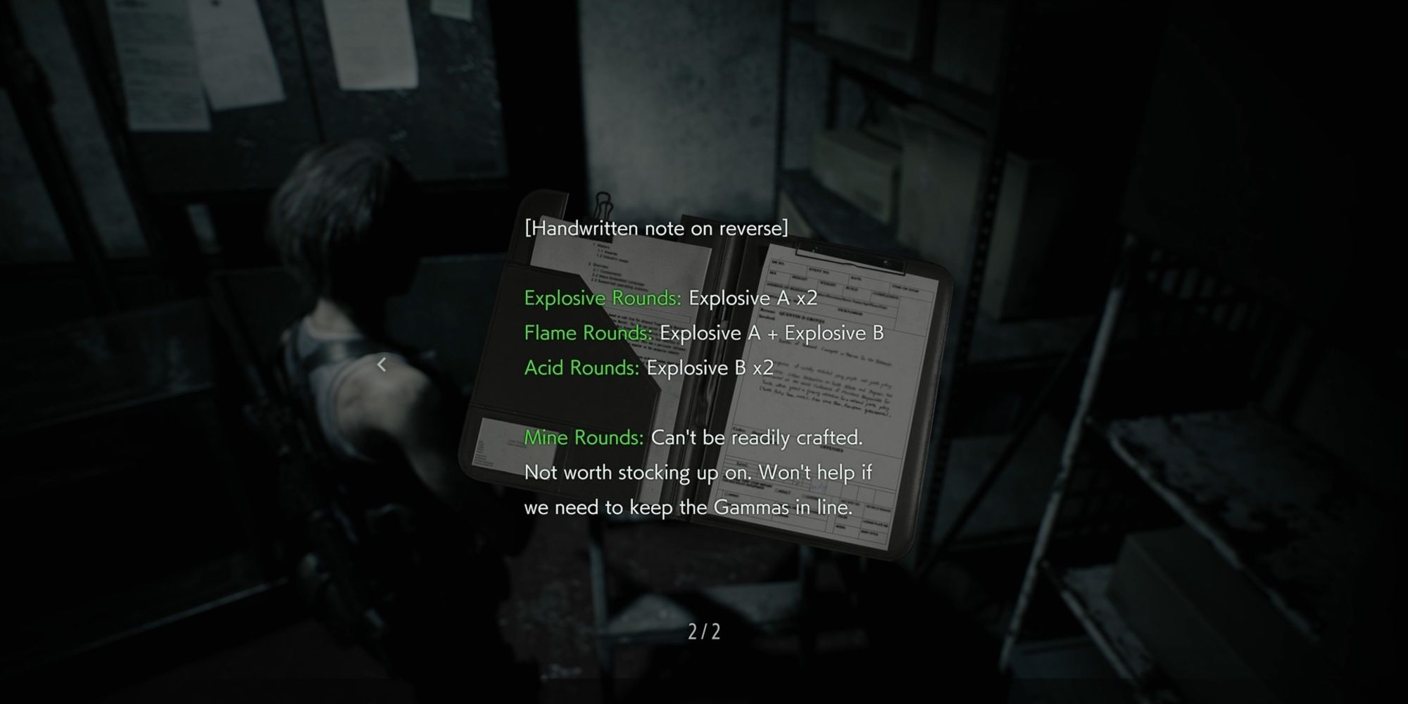 Jill Valentine reads a note in Resident Evil 3 