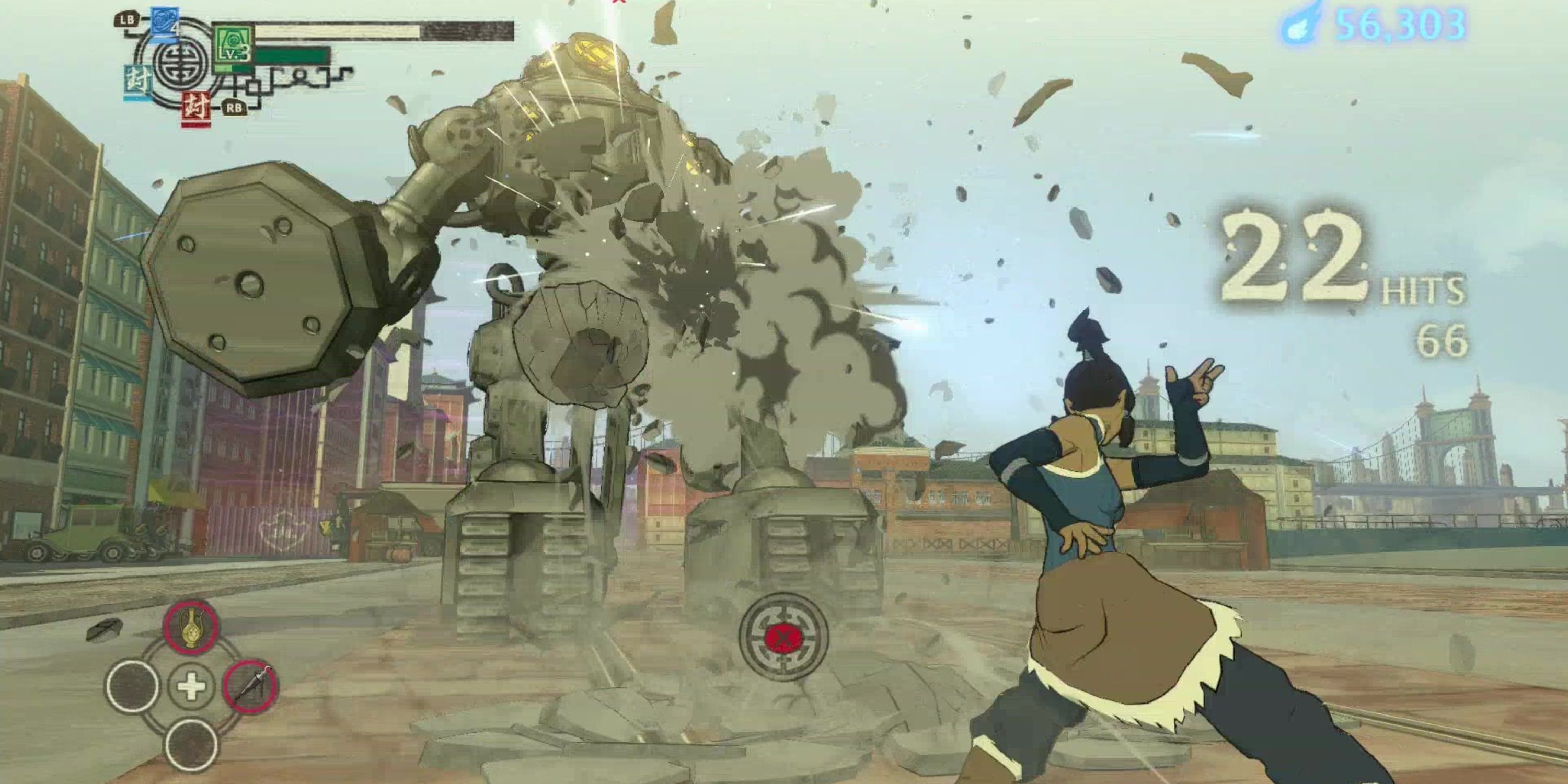 Korra Earth bending a projectile