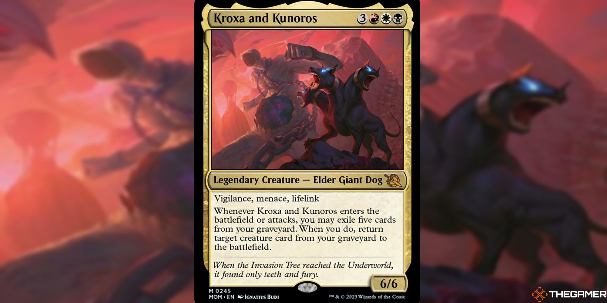 Image of the Kroxa and Kunoros card in Magic: The Gathering, with art by Ignatius Budi