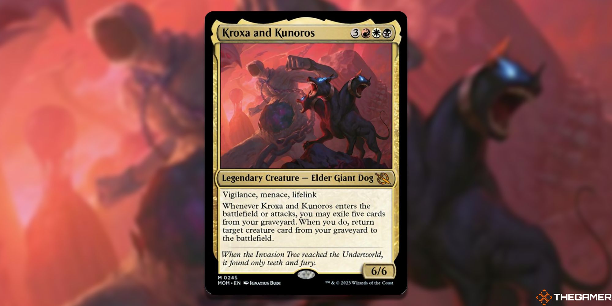 Image of the Kroxa and Kunoros card in Magic: The Gathering, with art by Ignatius Budi