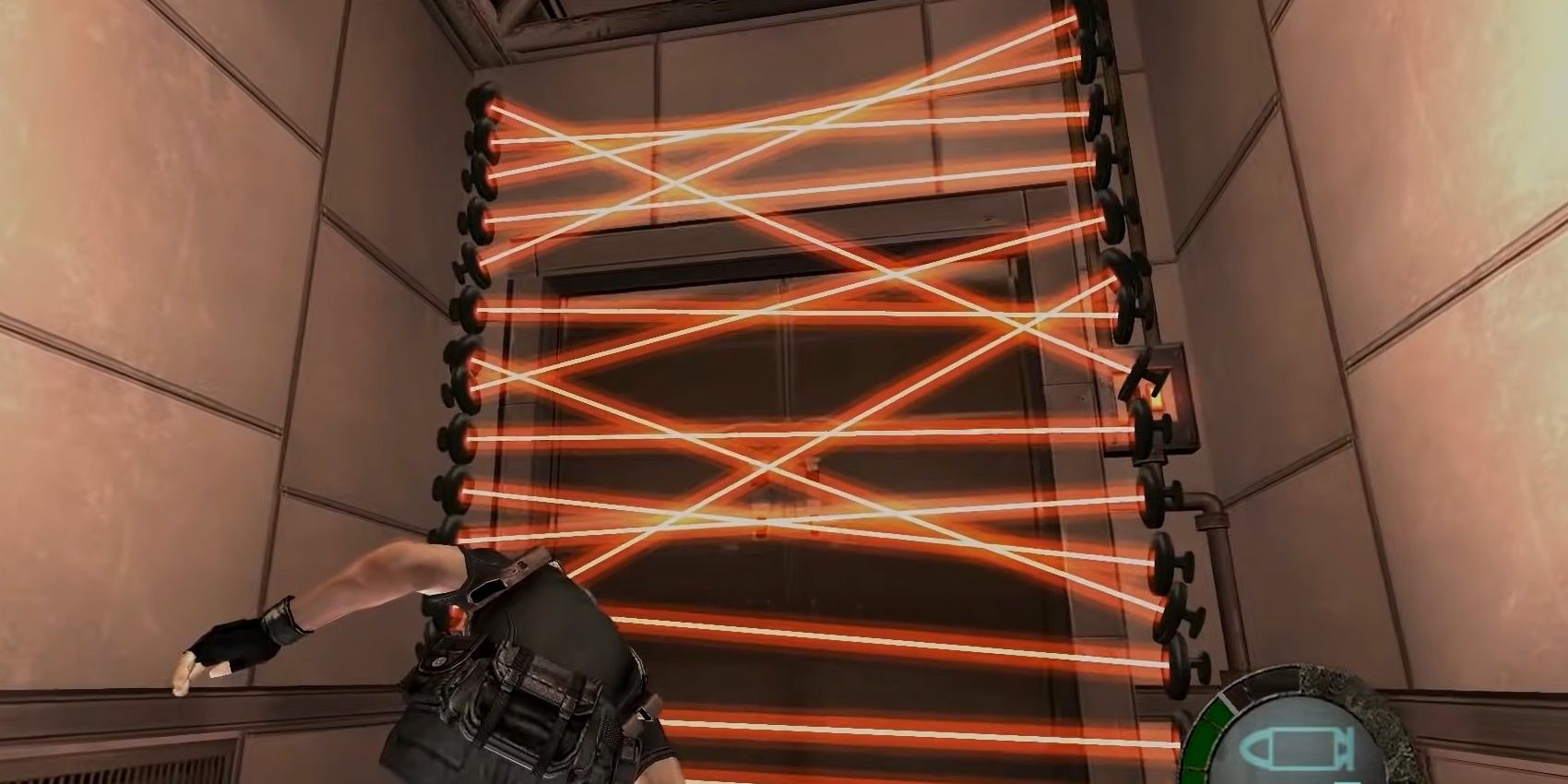 Leon after escaping the final laser trap in the original Resident Evil 4.