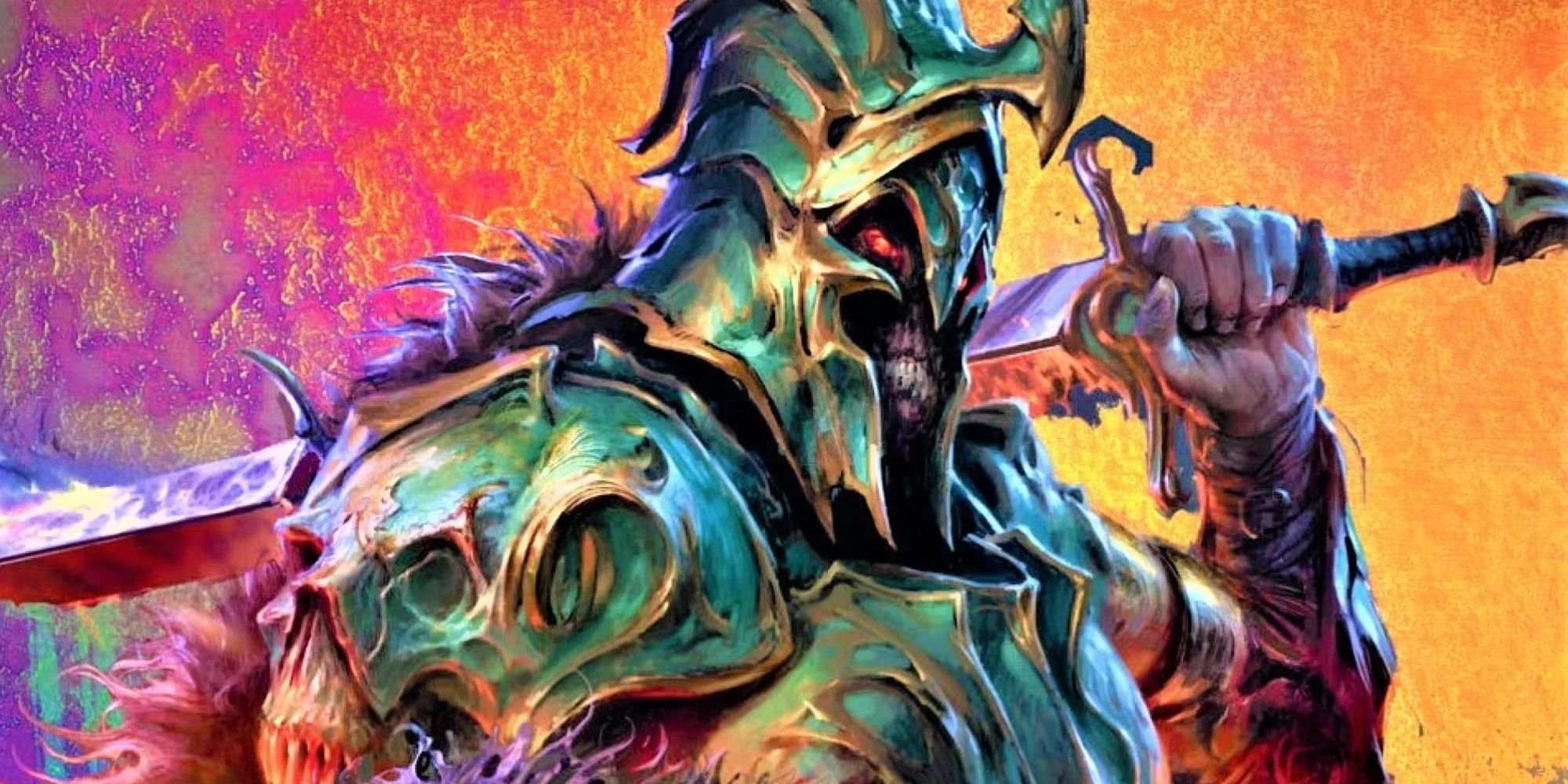 Magic: The Gathering Modern Horizons 2 cover art showing Dakkon with a sword over their shoulder