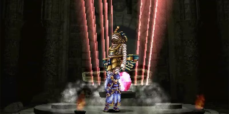 Akhetamen rising from his grave in Valkyrie Profile