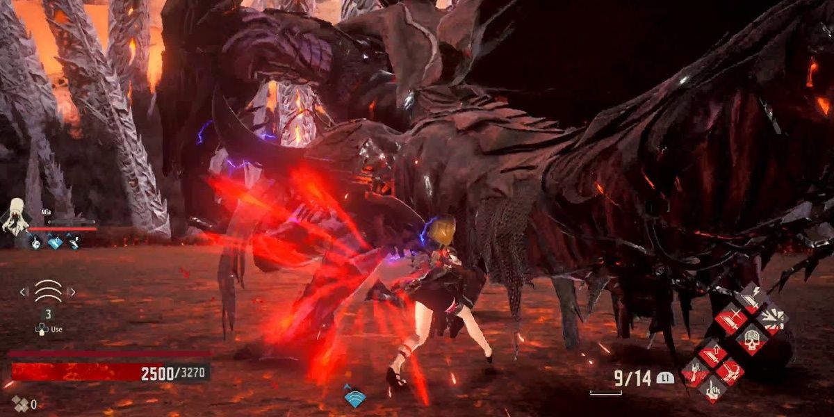 Taking on a boss with the Black Greatsword in Code Vein.