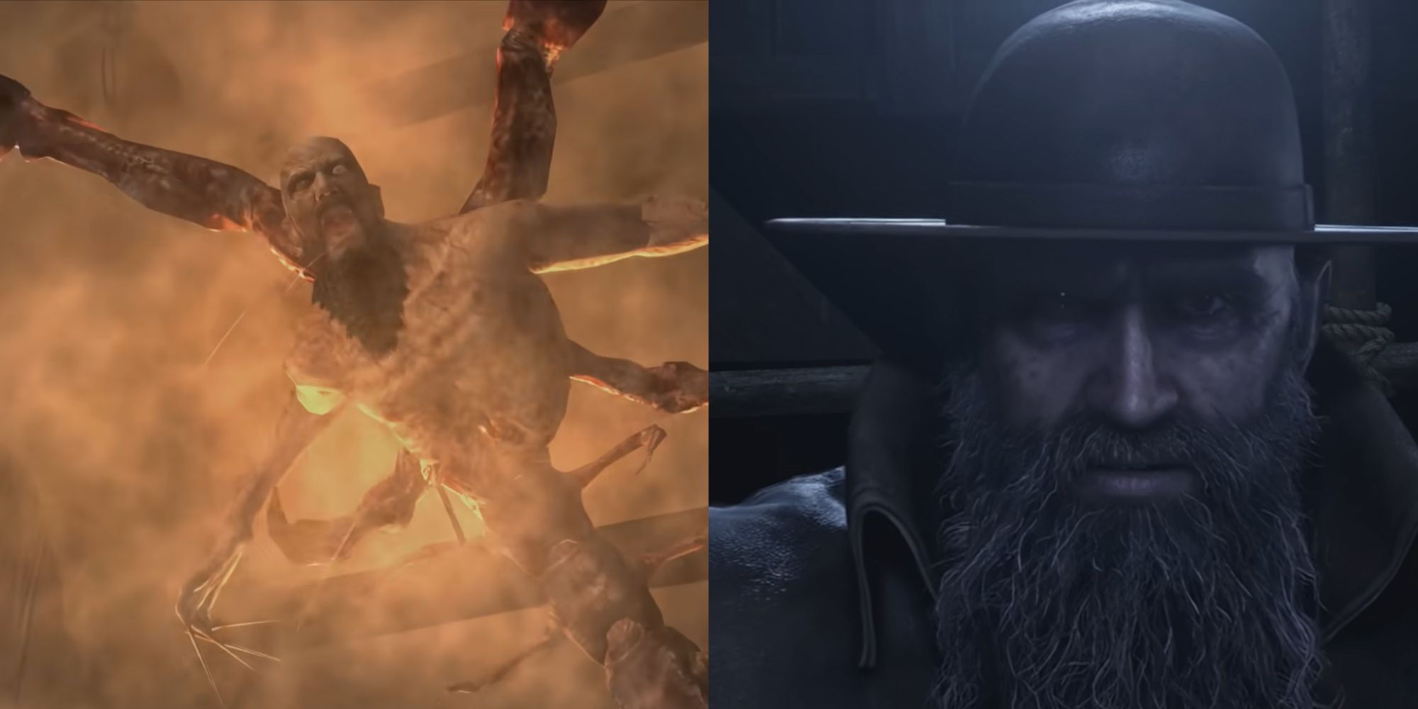 A comparison shot of Mendez between the original Resident Evil 4 and the Remake.