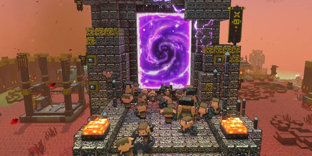 a nether portal seconds before it explodes in minecraft legends