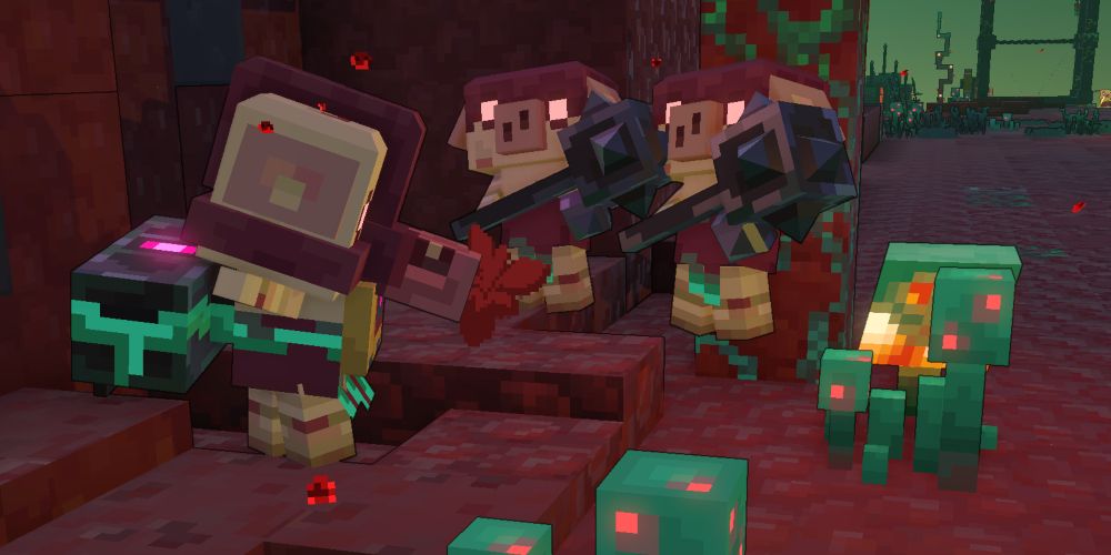 a group of piglins from the horde of the spore in minecraft legends