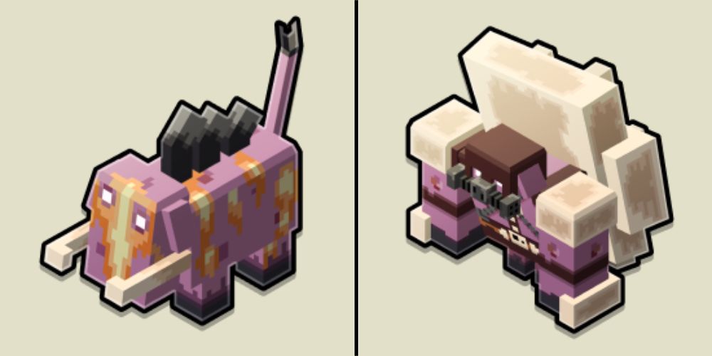 a Warboar and Pigmadillo from Minecraft Legends