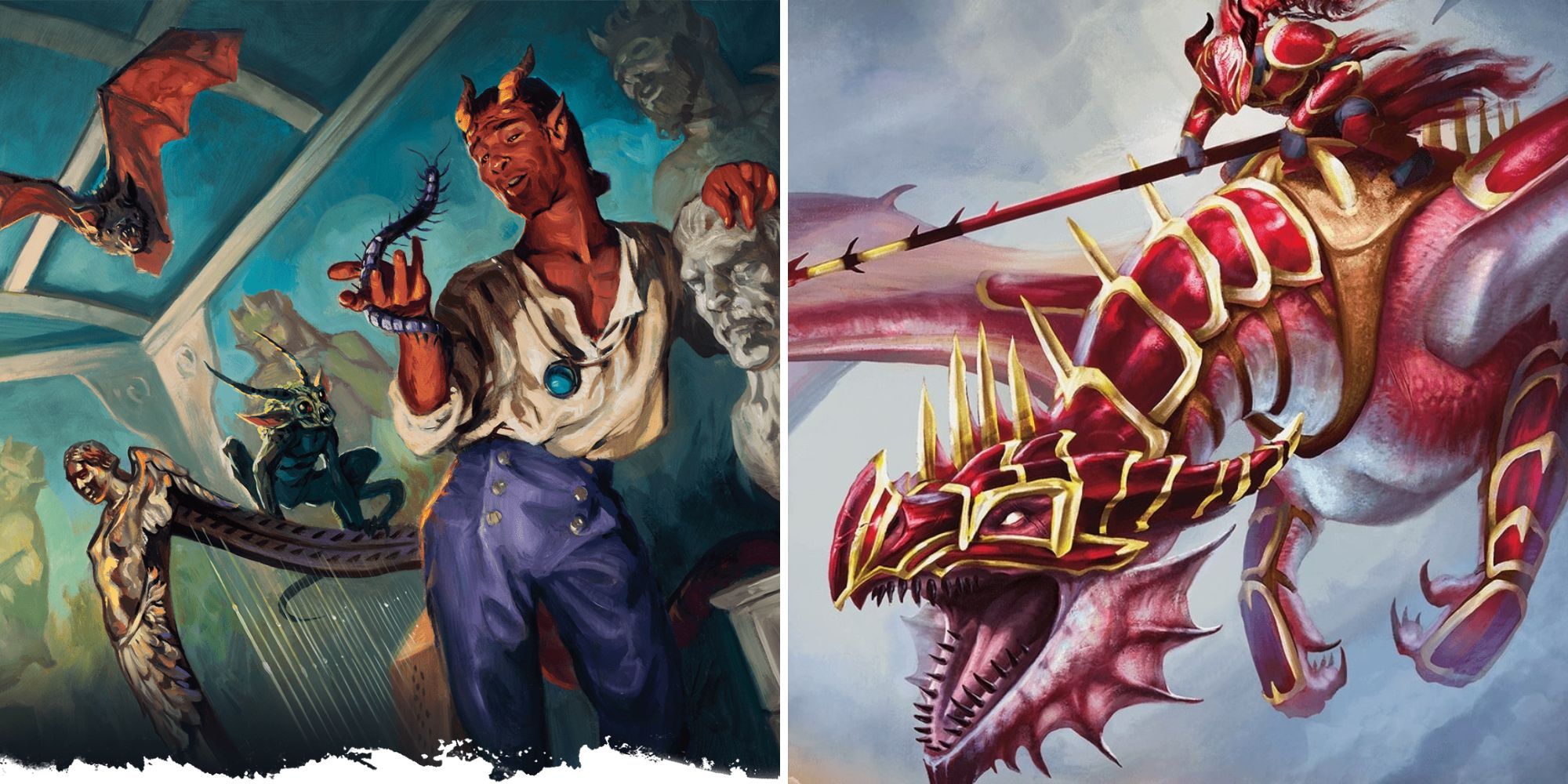 tiefling with familiars against dragon rider