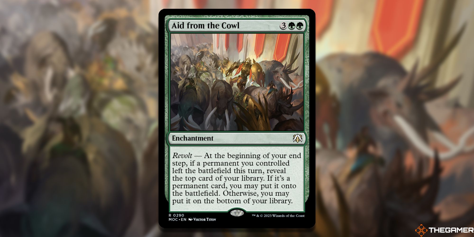 Image of the Aid from the cowl card in Magic: The Gathering, with art by Viktor Titov