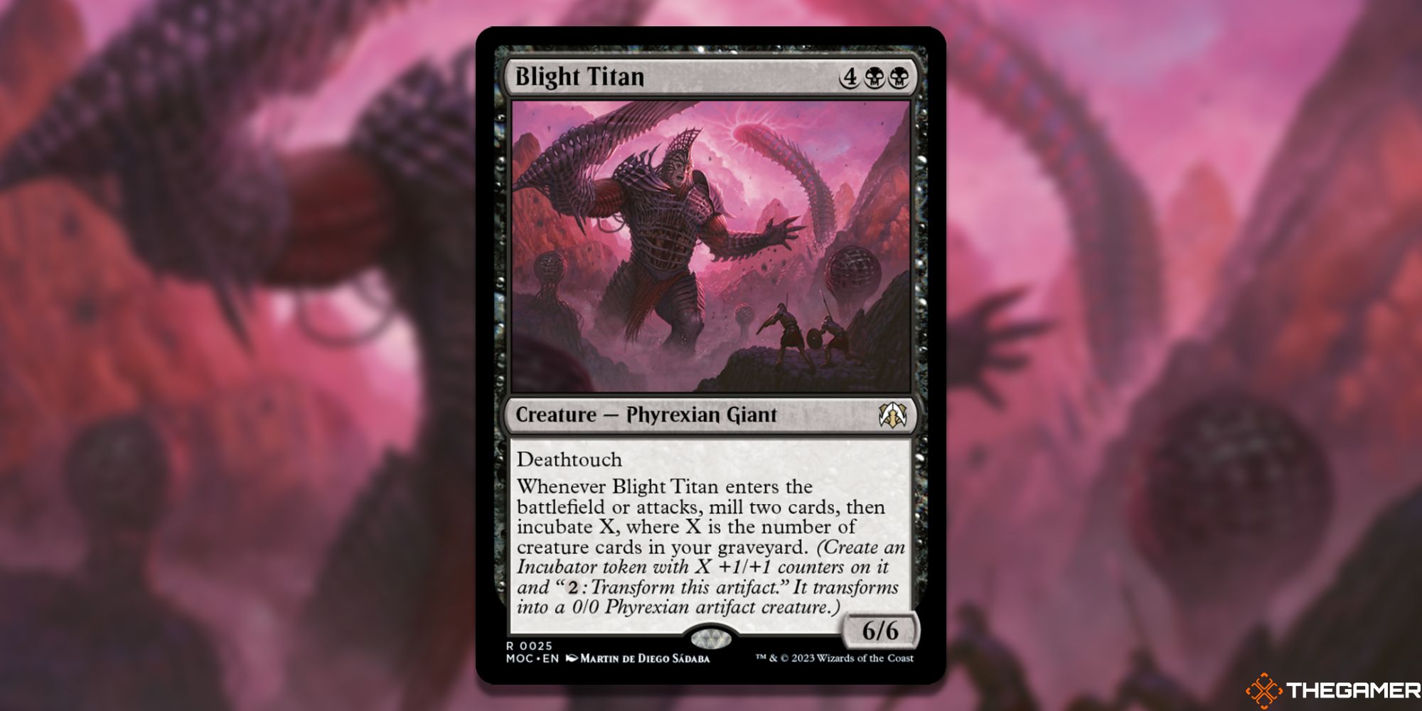 Image of the Blight Titan card in Magic: The Gathering, with art by Martin de Diego Sadaba