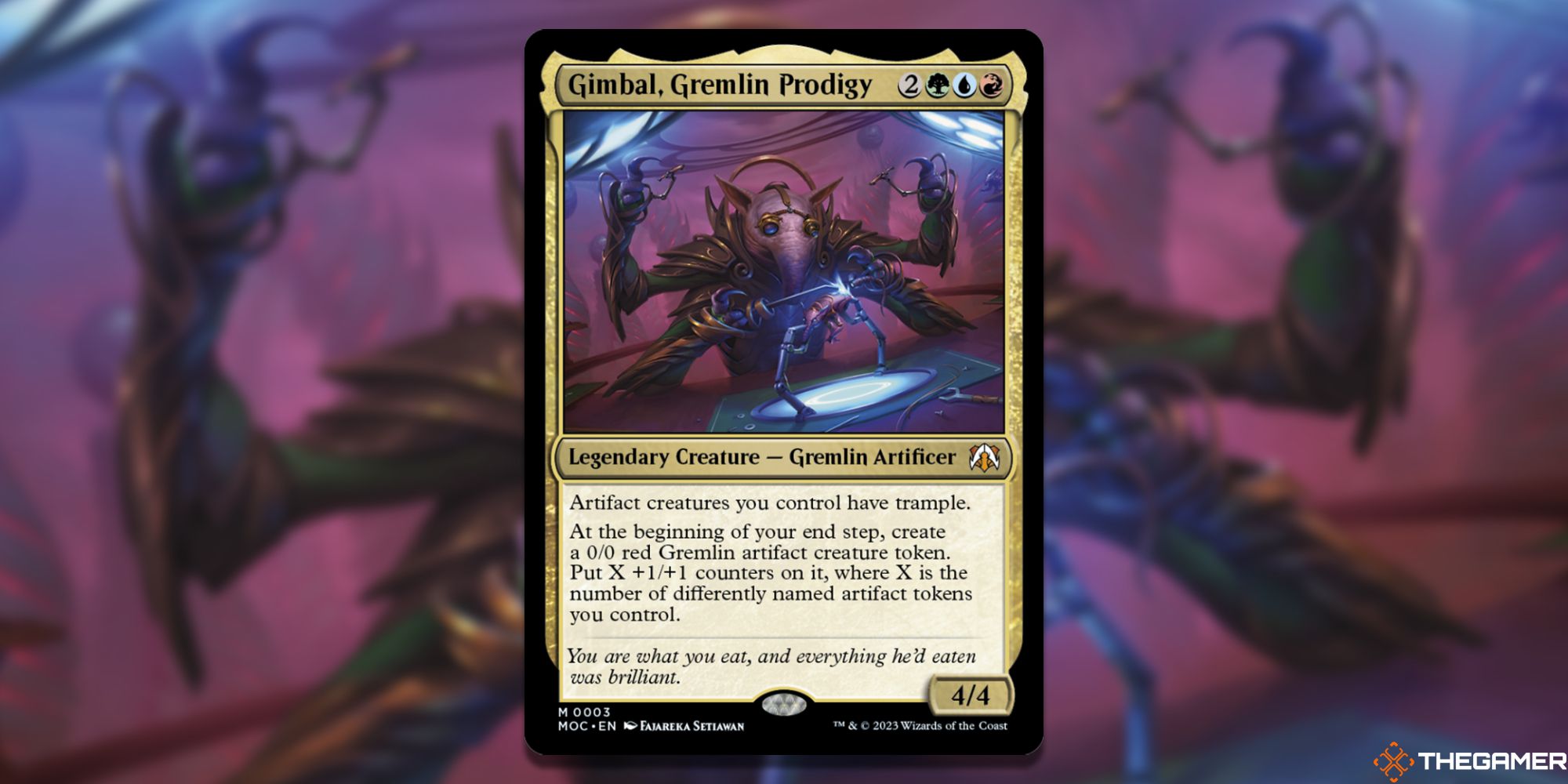 Image of the Gimbal Gremlin Prodigy card in Magic: The Gathering, with art by  Fajareka Setiawan