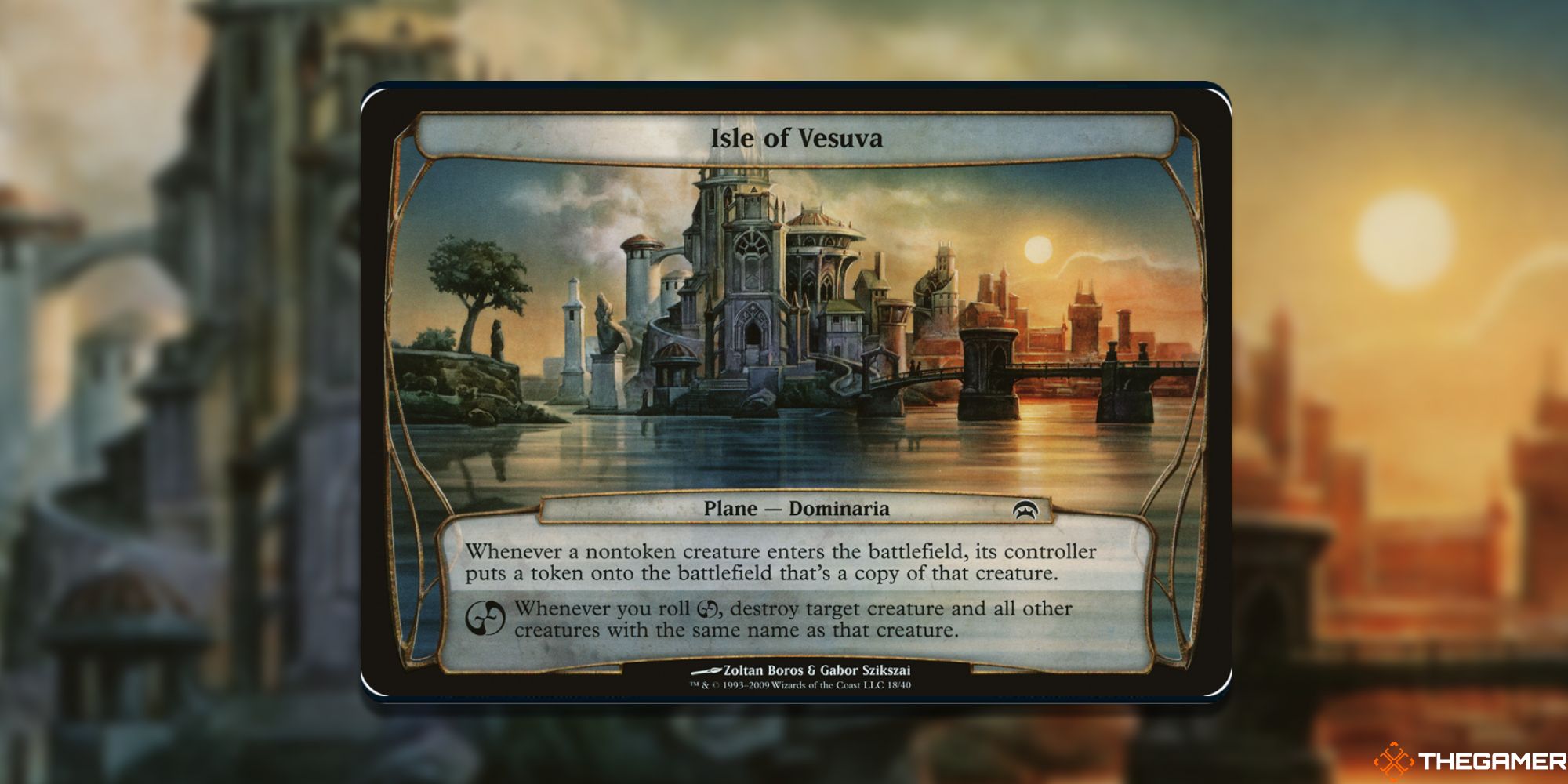 Image of the Isle of Vesuva card in Magic: The Gathering, with art by Zoltan Boros & Gabor Szikszai