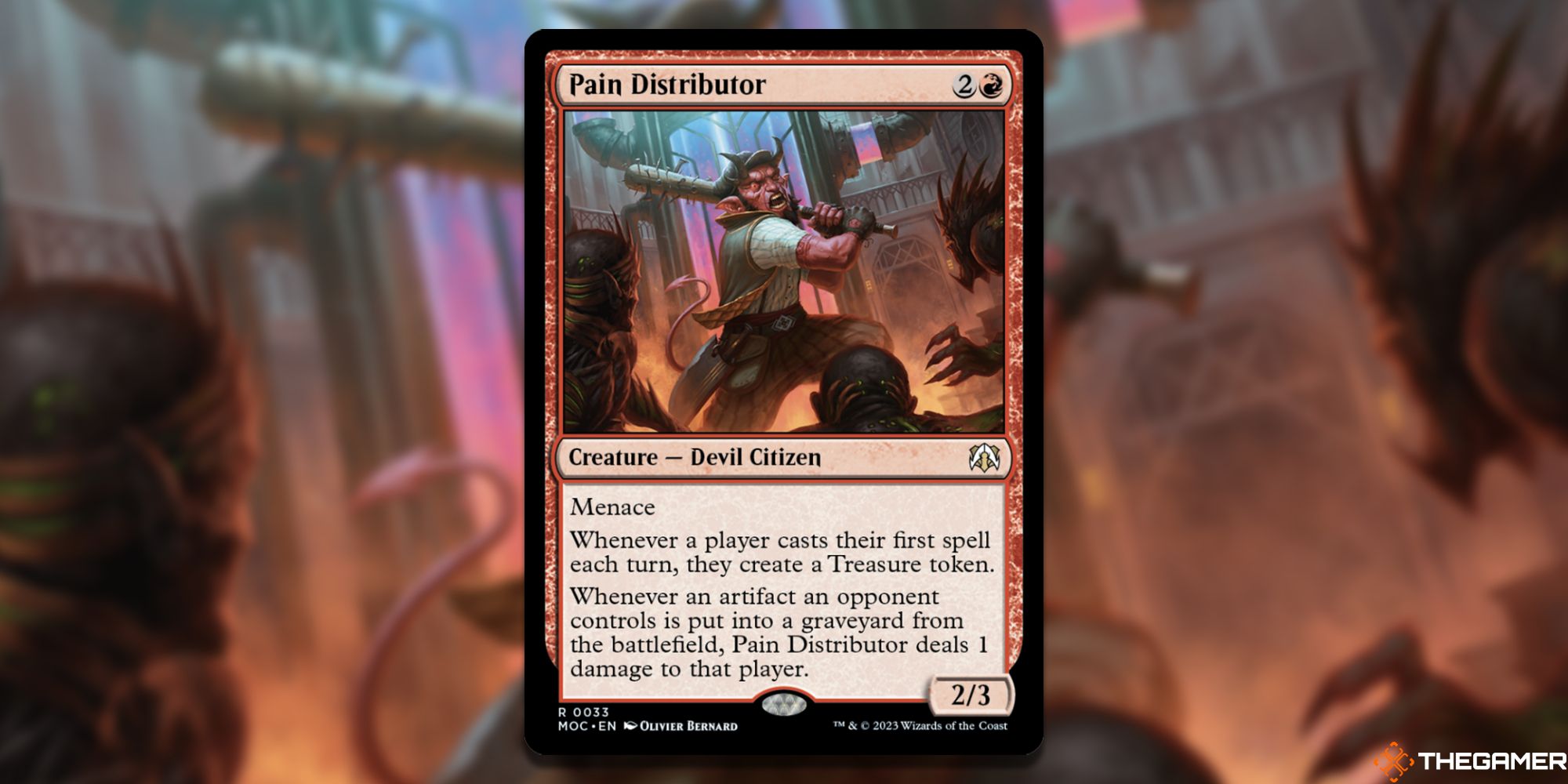 Image of the Pain Distributor card in Magic: The Gathering, with art by Oliver Bernard