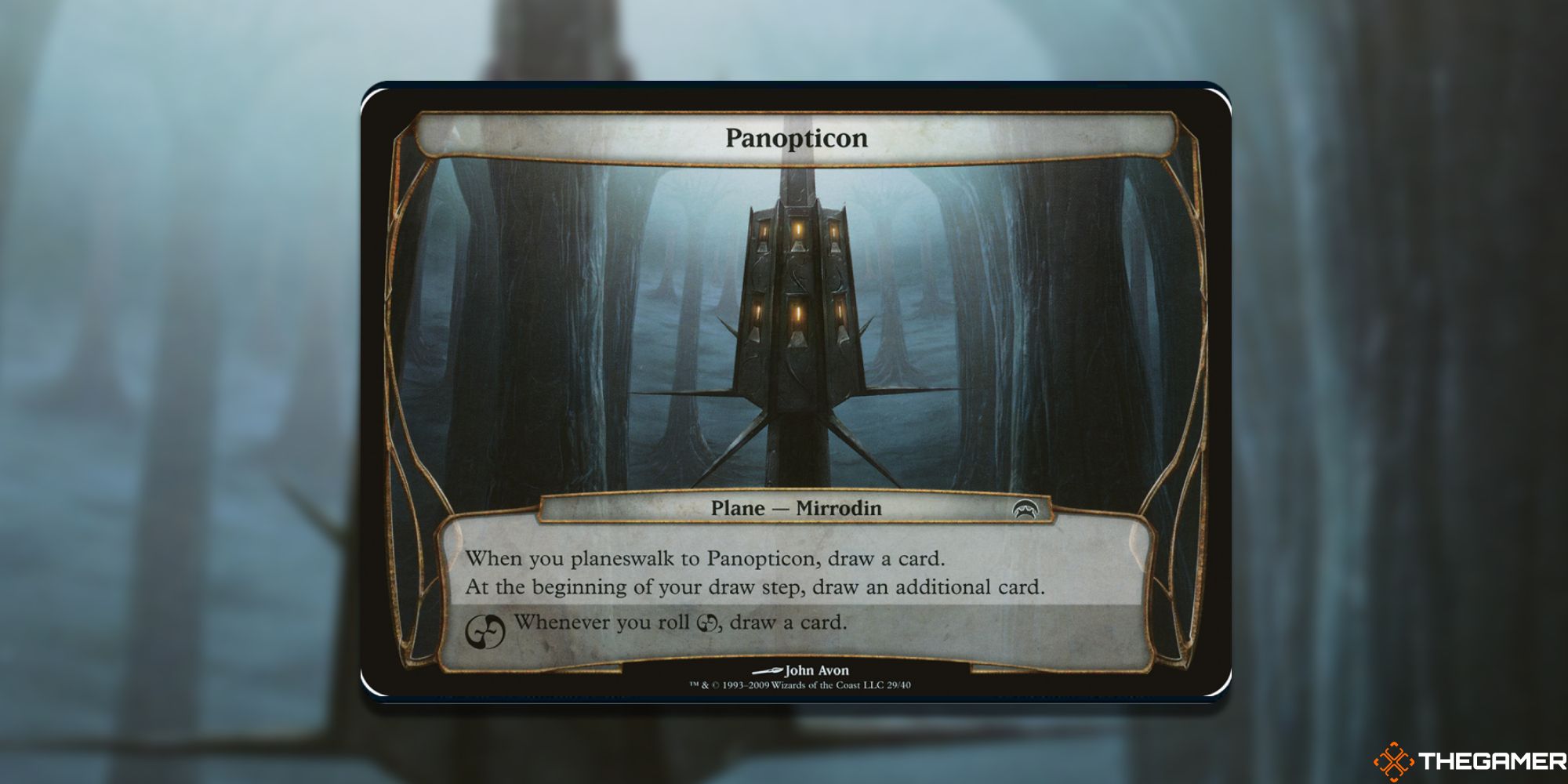 Image of the Panopticon card in Magic: The Gathering, with art by John Avon