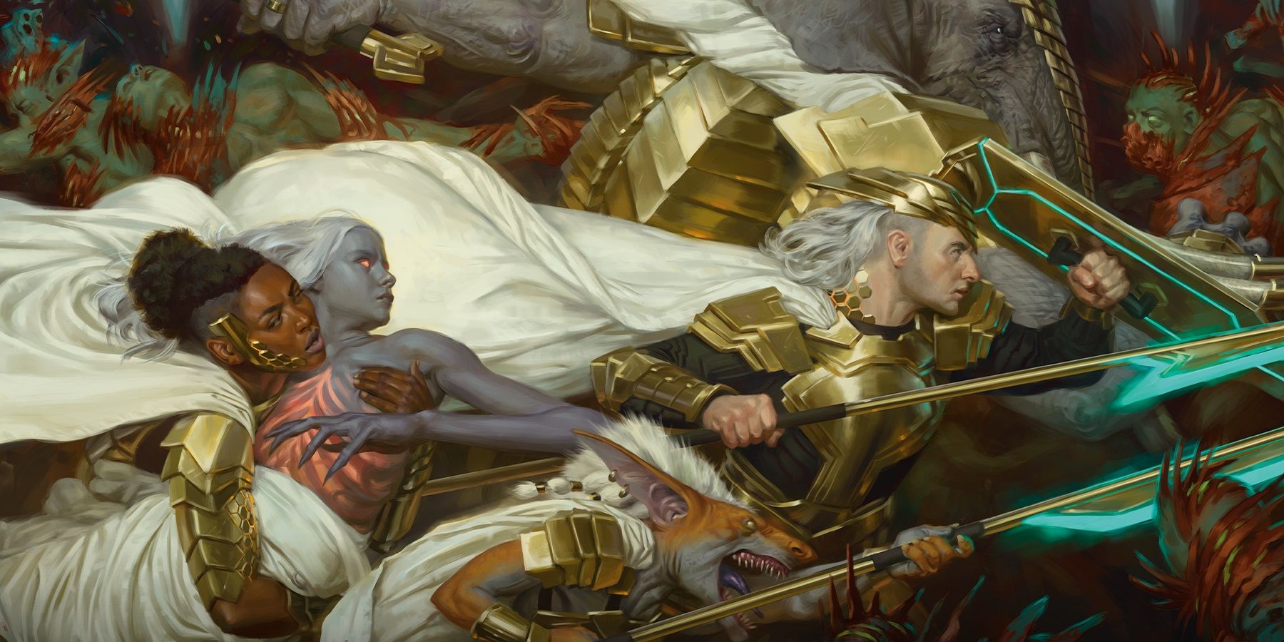 Mirran resistance carrying Wrenn in Magic The Gathering.