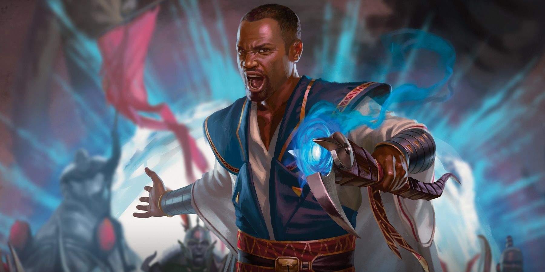 Teferi arriving on new phyrexia in Magic The Gathering.