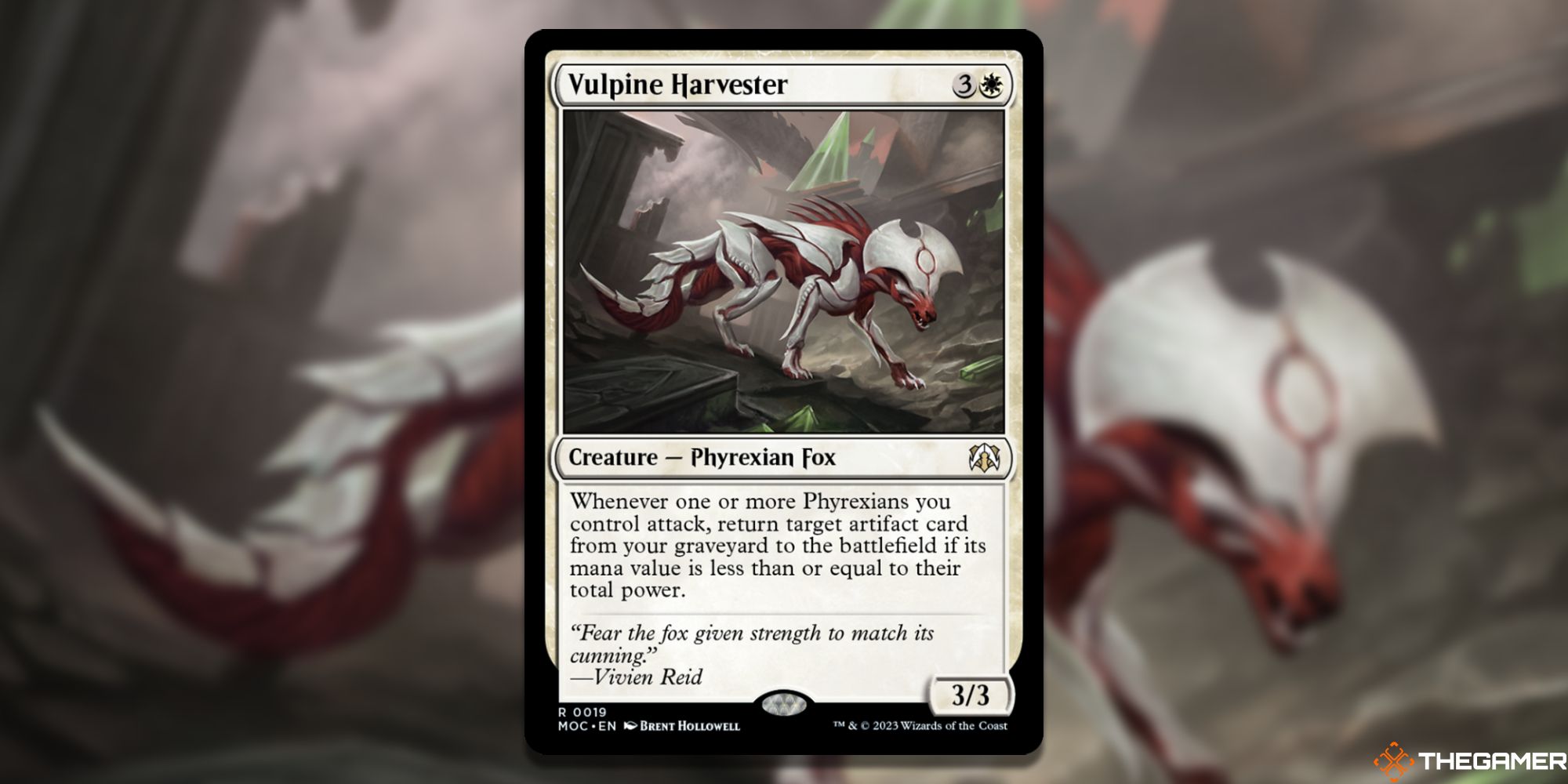Image of the Vulpine Harvester card in Magic: The Gathering, with art by Brent Hollowell