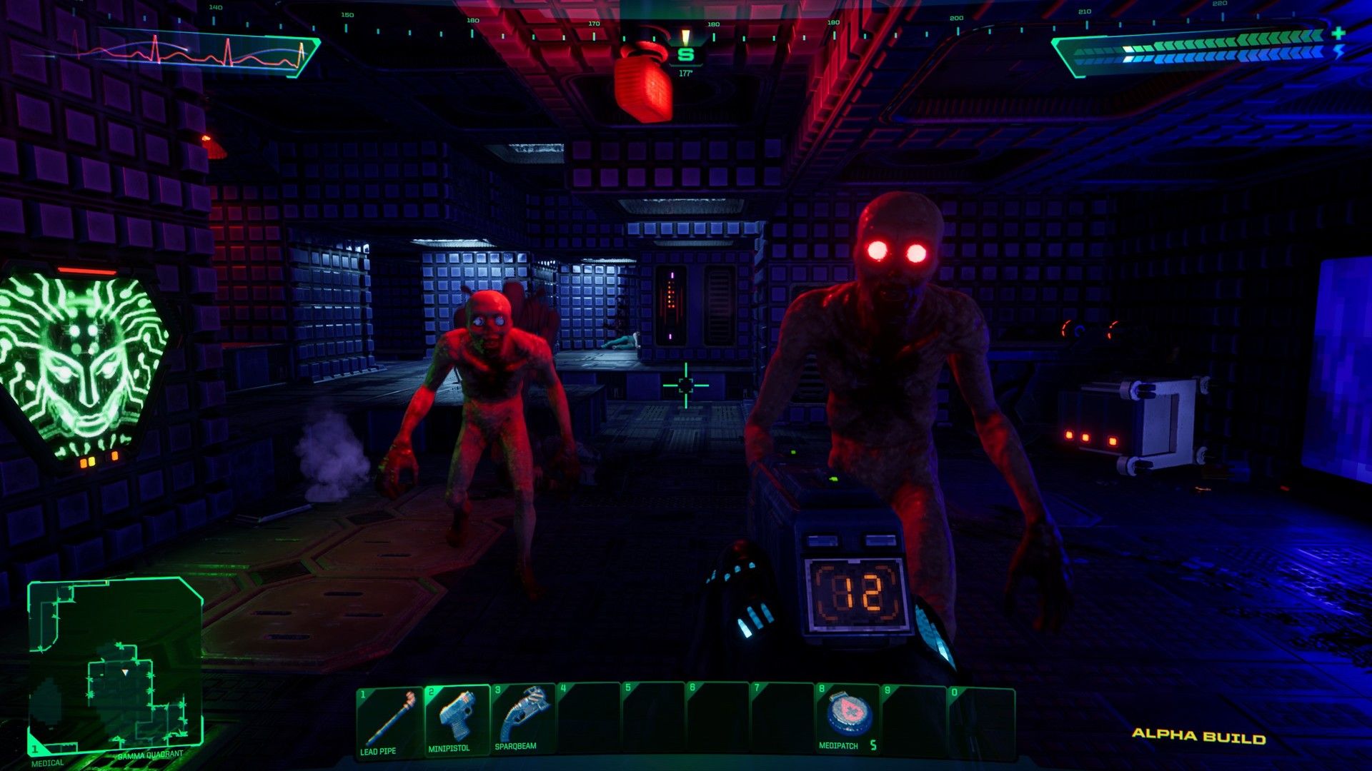Mutants attacking the player character in the System Shock remake.