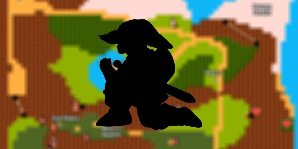 Link's Shadow kneeling in Zelda 2 the video game