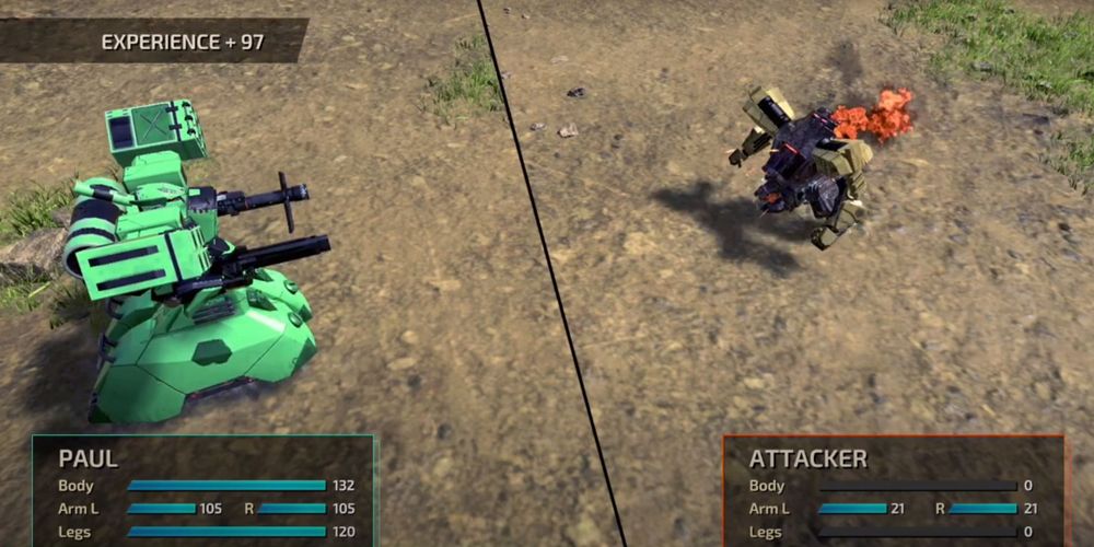 Paul engaging in combat with enemy in Front Mission 1st: Remake.