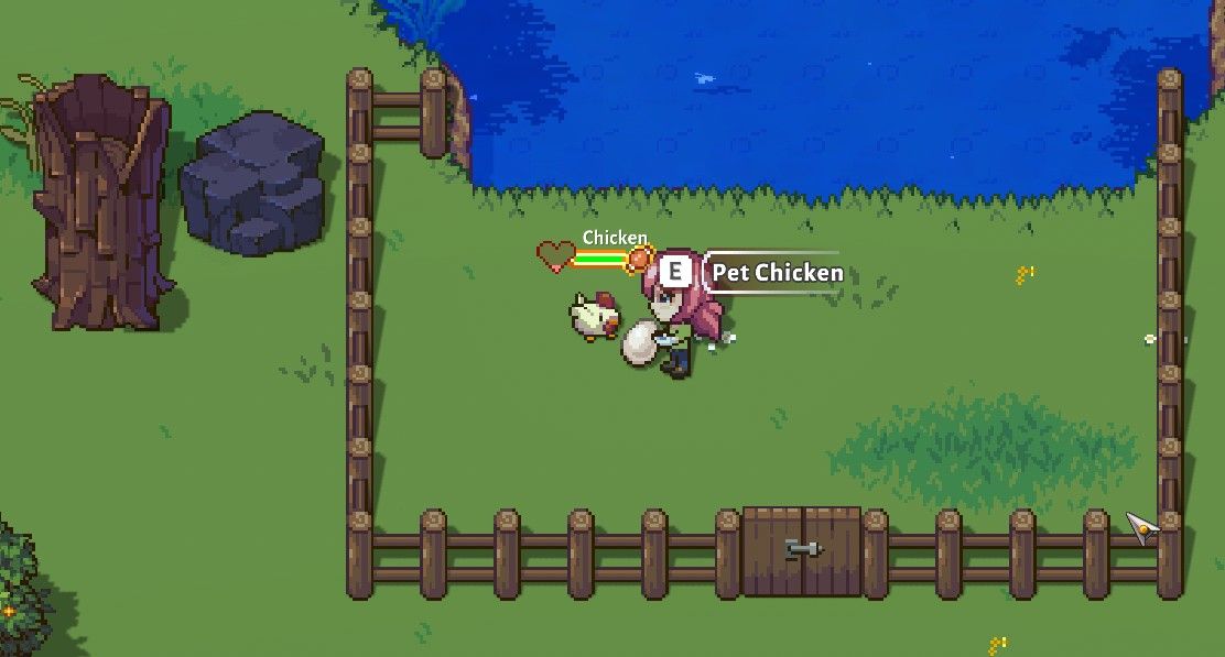 placing a chicken on the farm in sun haven, holding an egg with the option to spam the pet chicken option to raise its happiness level