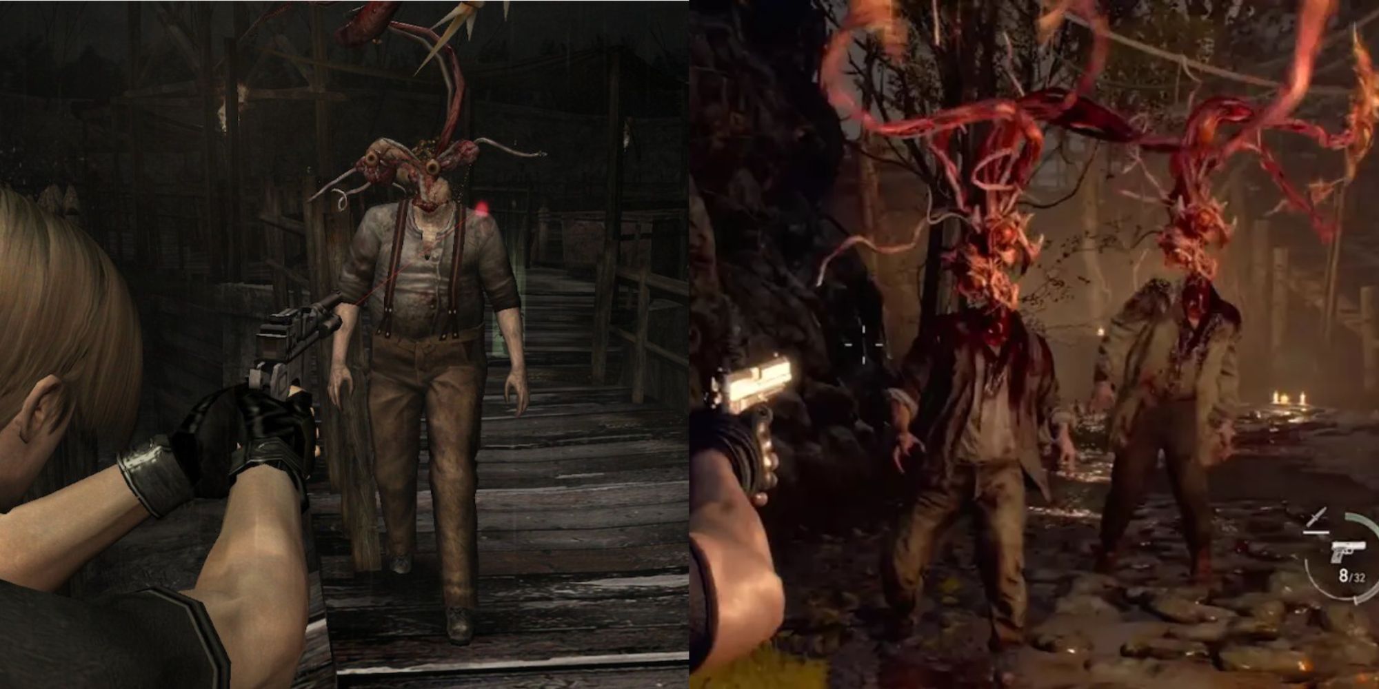 Different versions of the Plaga infected in Resident Evil 4