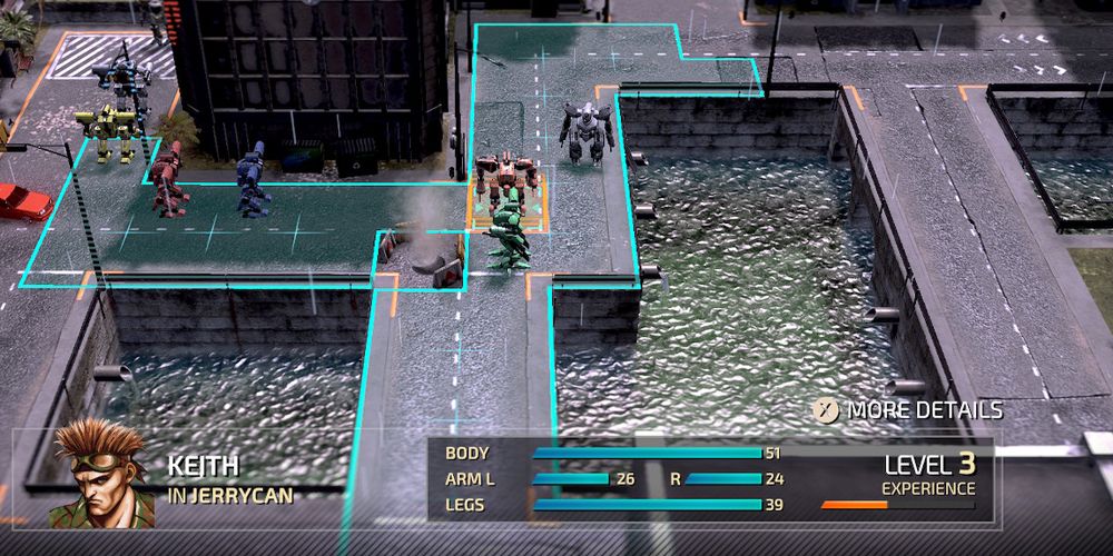 Positioning Keith onto the battlefield in Front Mission 1st: Remake.