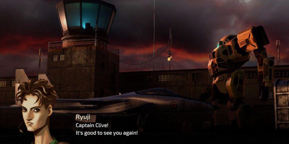 Ryuji's face showing besides a dialogue line in Front Mission 1st: Remake.