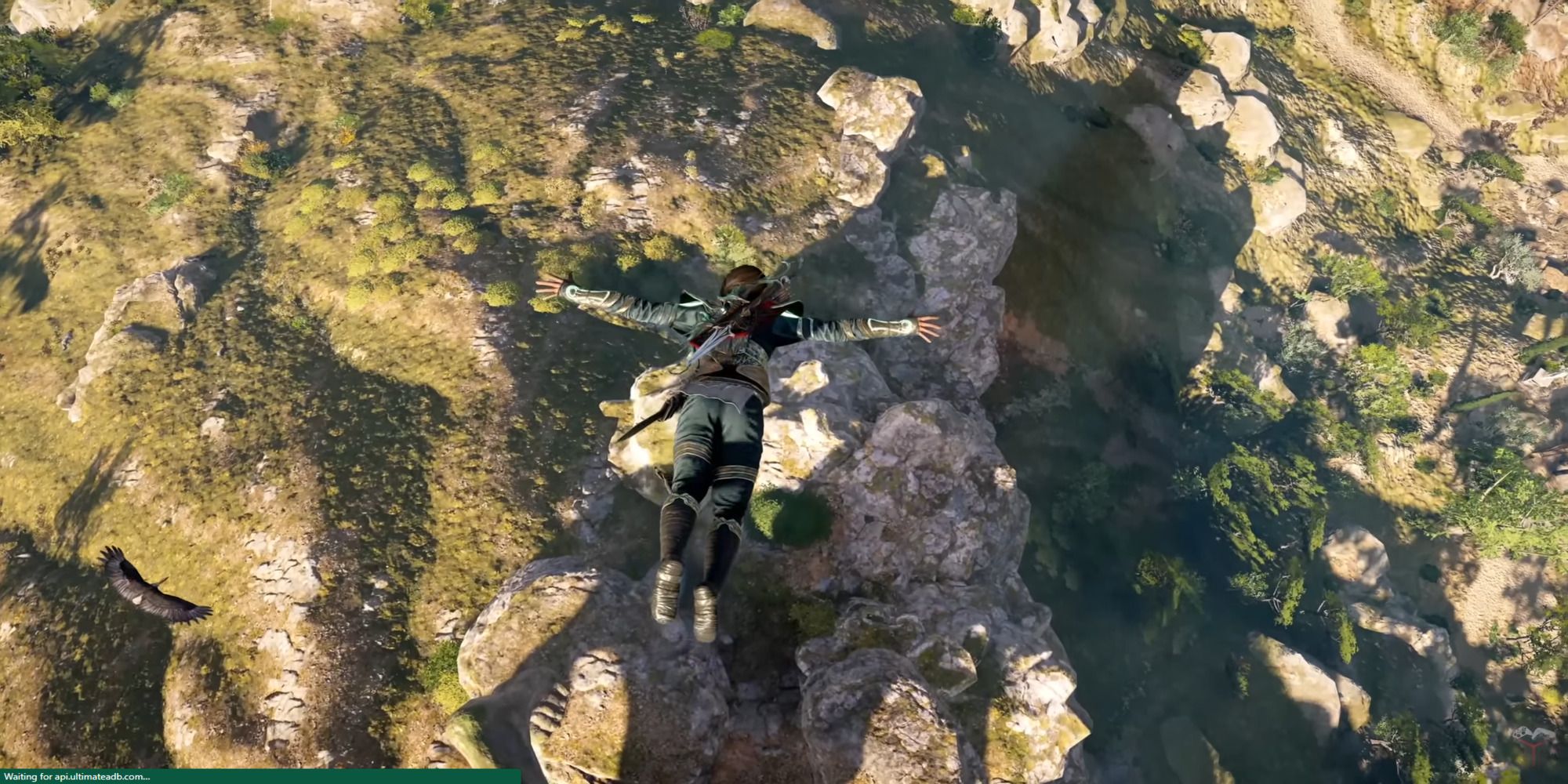 Assassin's Creed Odyssey Kassandra jumping off of the highest point in the game