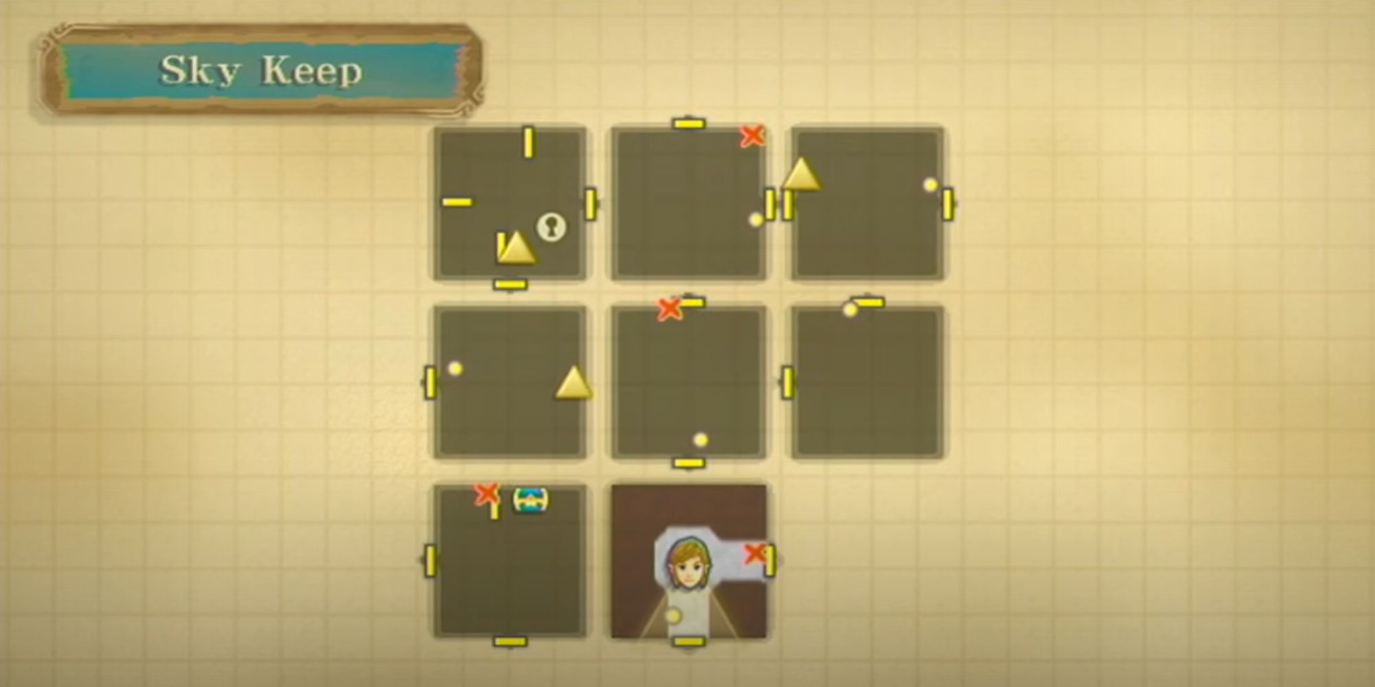 Sky Keep's dungeon map in Skyward Sword