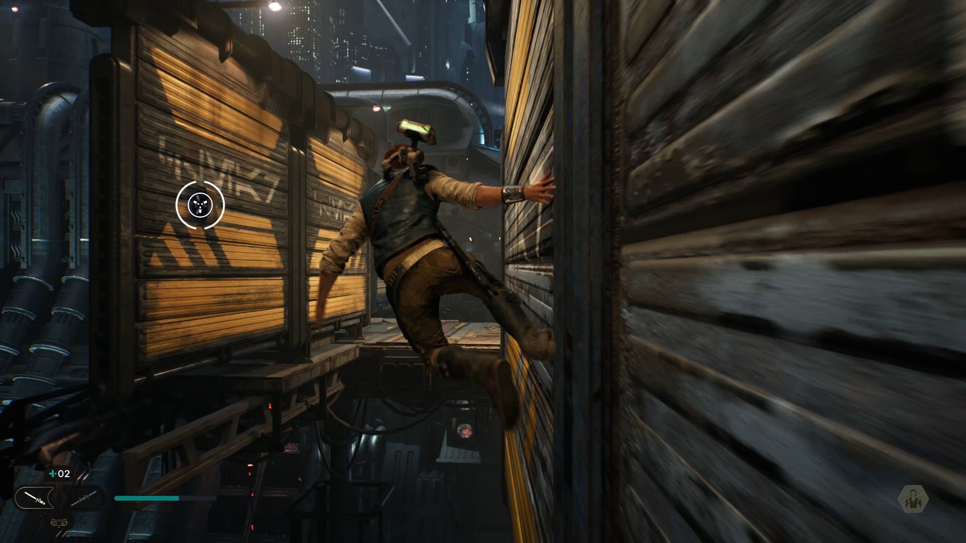 Star Wars Jedi Survivor, Cal running across the two walls